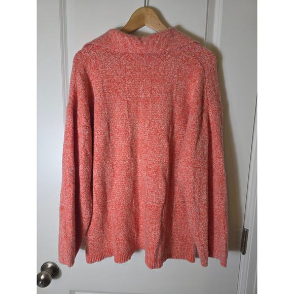 ZARA Pink Orange Heathered Checkered Boxy V-Neck Sweater SZ M - Picture 2 of 9